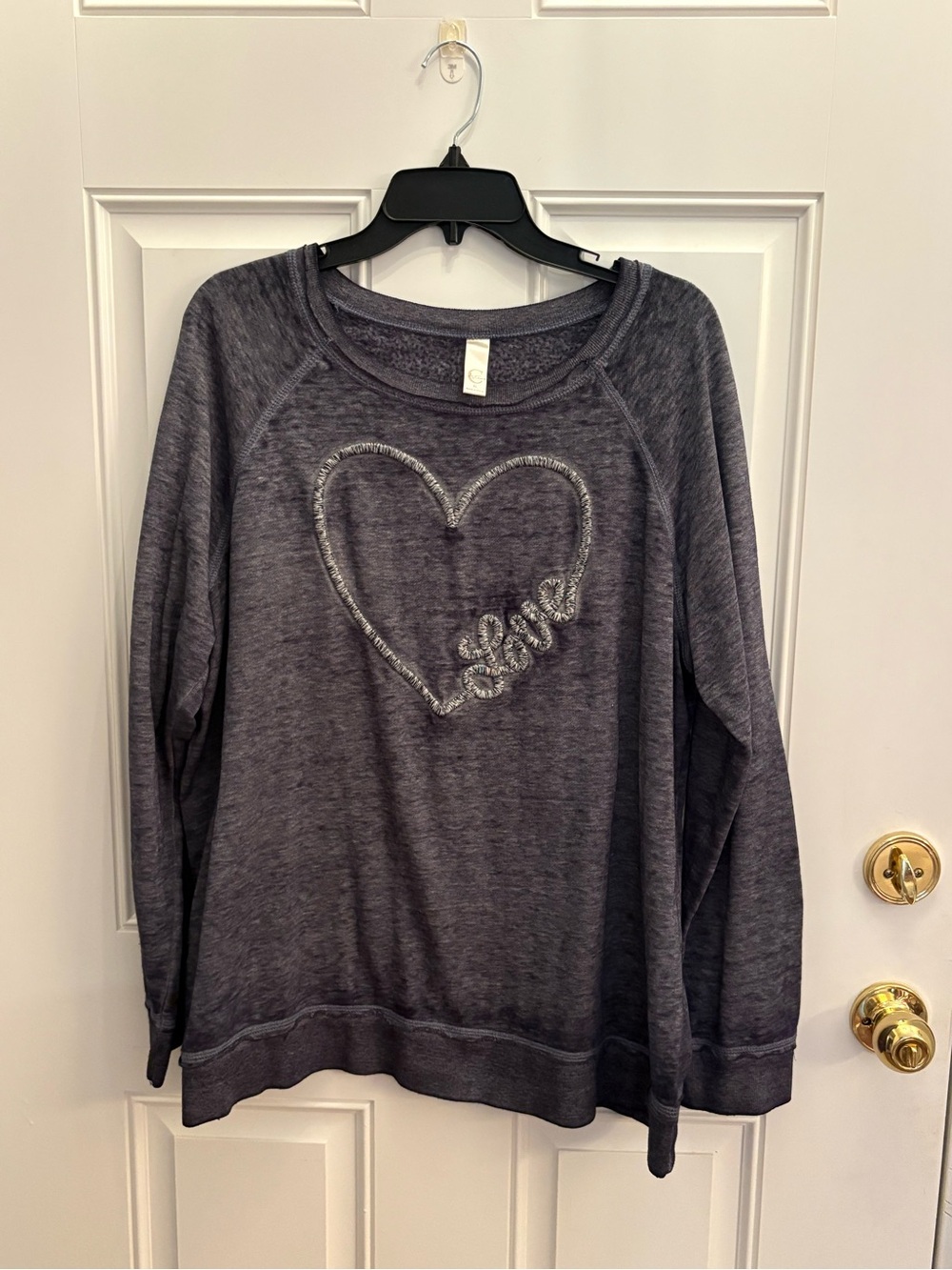 Active USA Charcoal Gray Crewneck Sweater with Heart “Love”